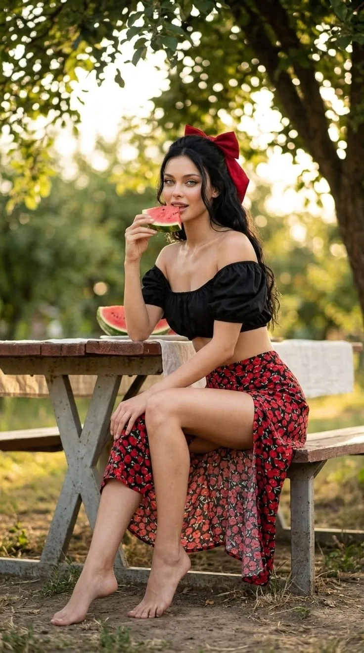 Летний пикник с арбузом